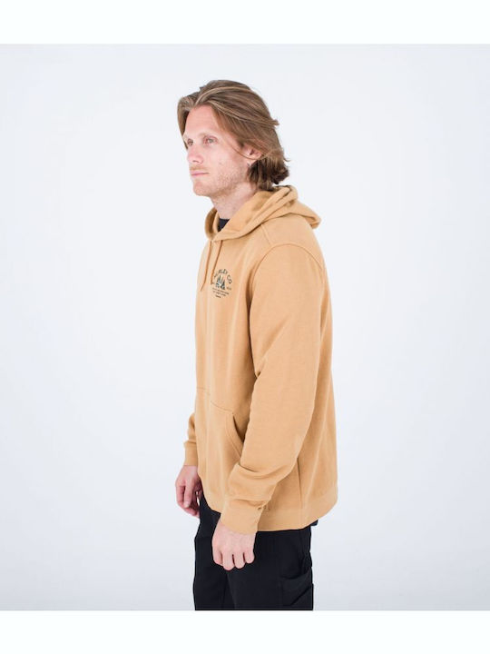 Hurley Herren Sweatshirt mit Kapuze und Taschen Beige