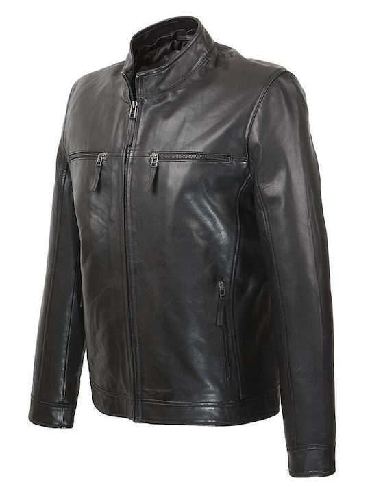 Lederjacke Winter Jacke Schwarz