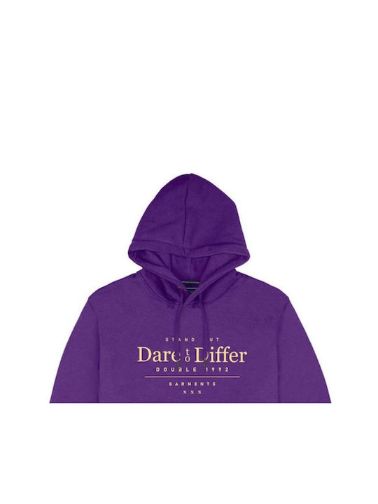 Double Men's Sweatshirt with Hood and Pockets Purple