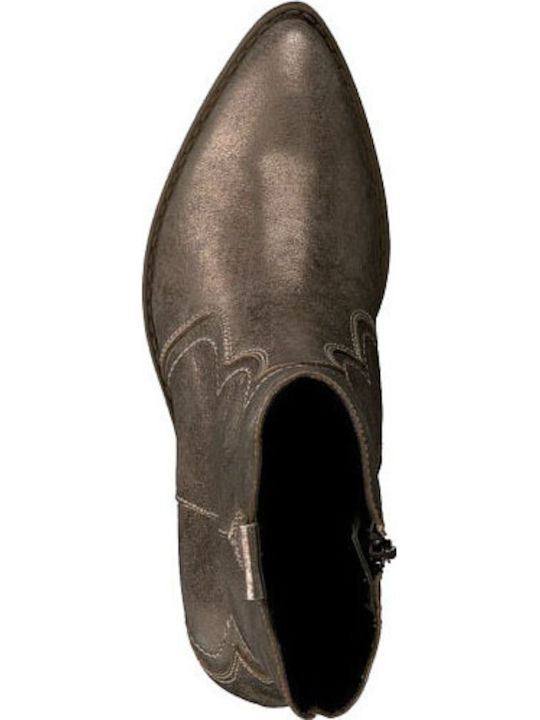 Leather Women's Cowboy Boots with High Heel Copper