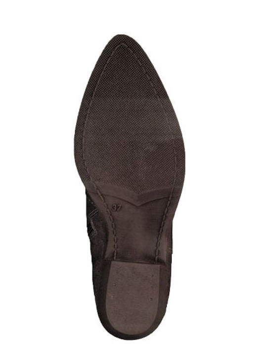 Leather Women's Cowboy Boots with High Heel Copper