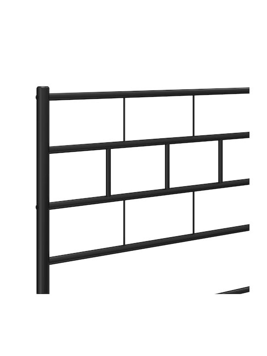 Double Metal Bed Black with Slats for Mattress 135x190cm