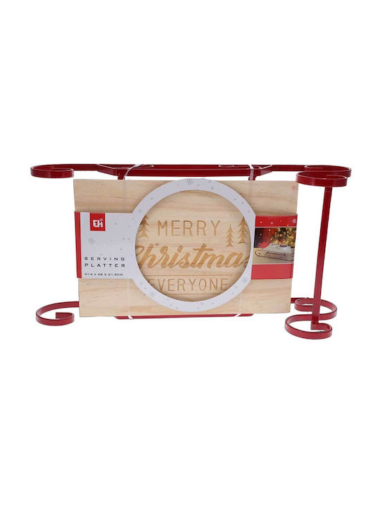 Excellent Houseware Χριστουγεννιάτικη Επιφάνεια Κοπής Ξύλινη Κόκκινη 46x21x14εκ.
