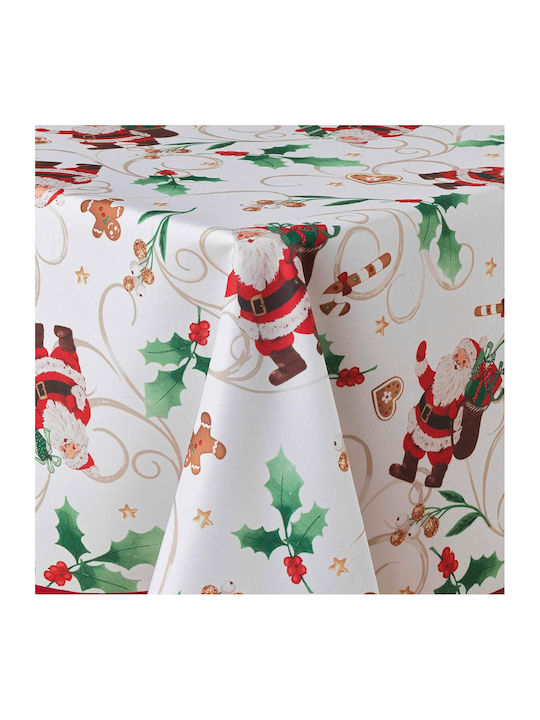 Christmas Stain-resistant Tablecloth Fabric White L300xW150cm.
