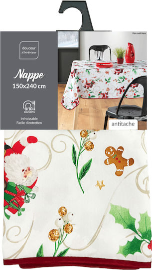 Weihnachtlich Fleckenfrei Tischtuch Stoff Weiß L300xB150cm.