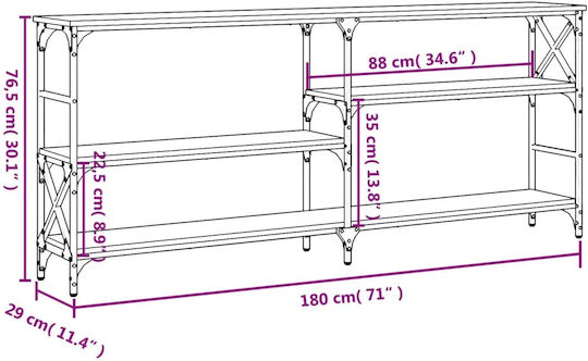 Κονσόλα από Ξύλο & Μέταλλο Γκρι Sonoma Μ180xΠ29xΥ76.5εκ.