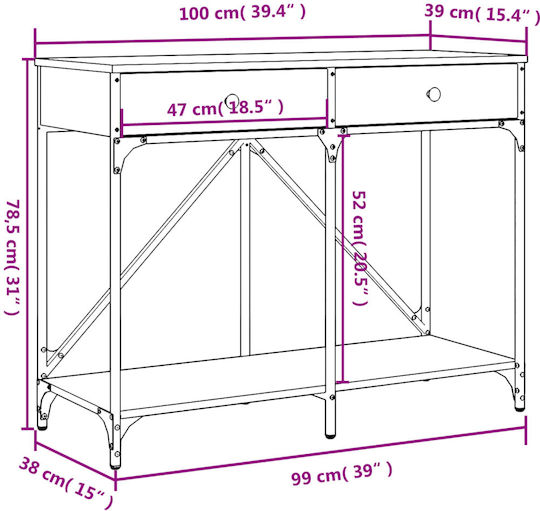 Konsole Sonoma Δρυς L100xB39xH78.5cm