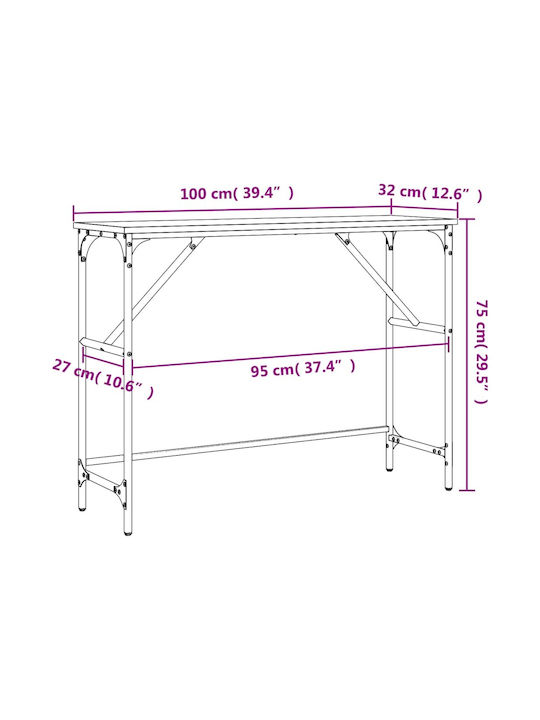 Console Table Wood & Metal Καπνιστή Δρυς L100xW32xH75cm