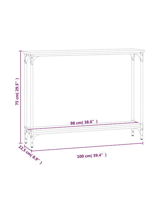 Console Table Wood & Metal Sonoma Δρυς L100xW22.5xH75cm