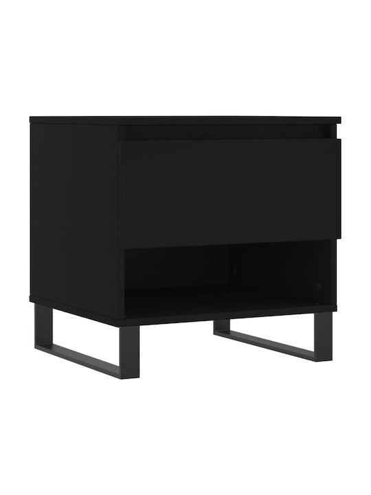 Rectangular Side Table Wooden Black Velvet-Black Metal L50xW46xH50cm.