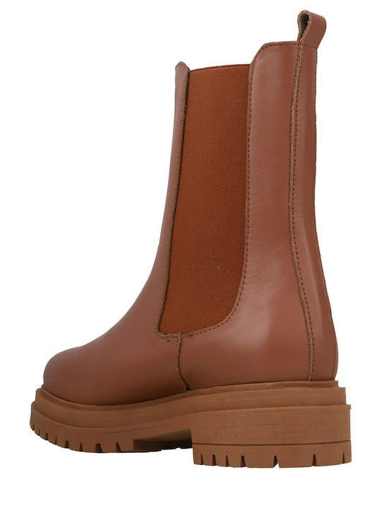 Leather Women's Ankle Boots Tabac Brown