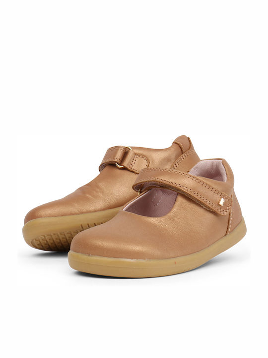 Balerini copii with Hoop & Loop Closure Leather Brown
