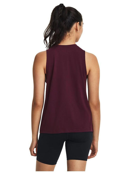 Under Armour Damen Sportliches Bluse Ärmellos Burgundisch