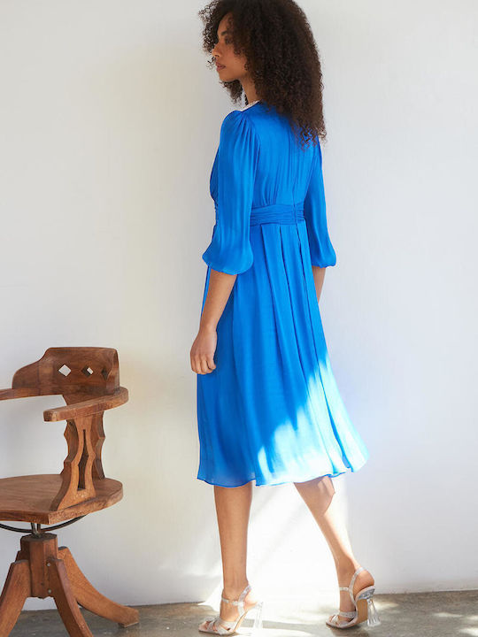 Sommer Midi Damenkleid für Hochzeit - Taufe Blau