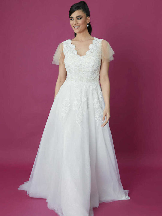 RichgirlBoudoir Maxi Wedding Dress with Lace & Ruffle White