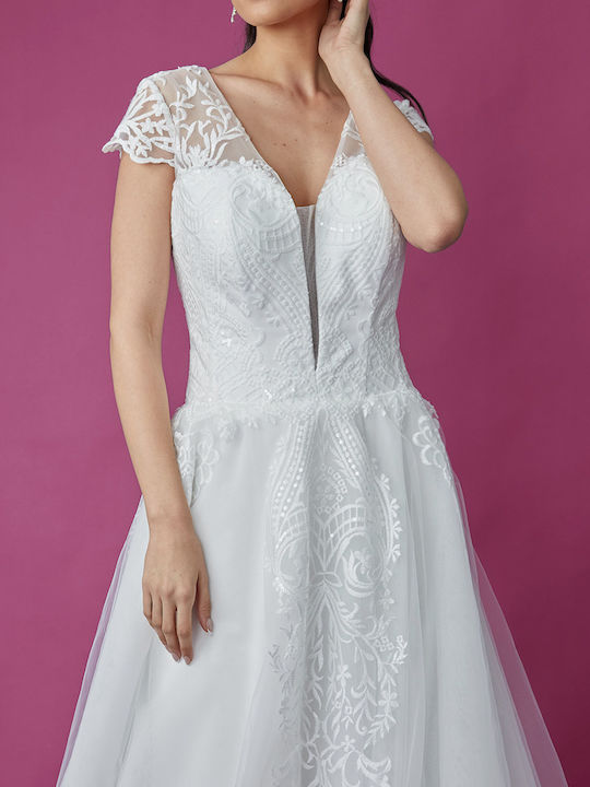 RichgirlBoudoir Maxi Wedding Dress with Tulle & Sheer White