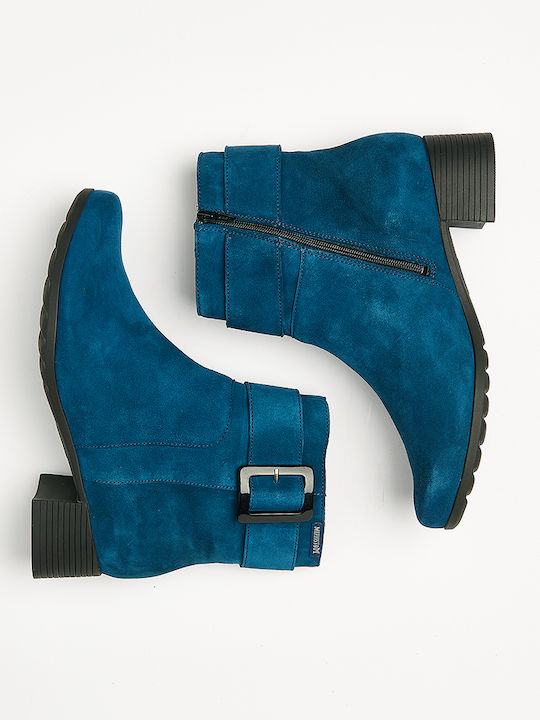 Ghete Dama de Piele Ankle Boots Albastru