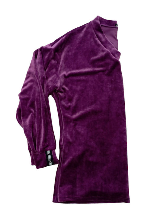 Kalliope Women's Blouse Velvet Long Sleeve Purple