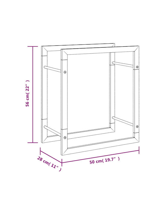 vidaXL Brennholz Inox Regal Holzlagerung 50x28x56cm