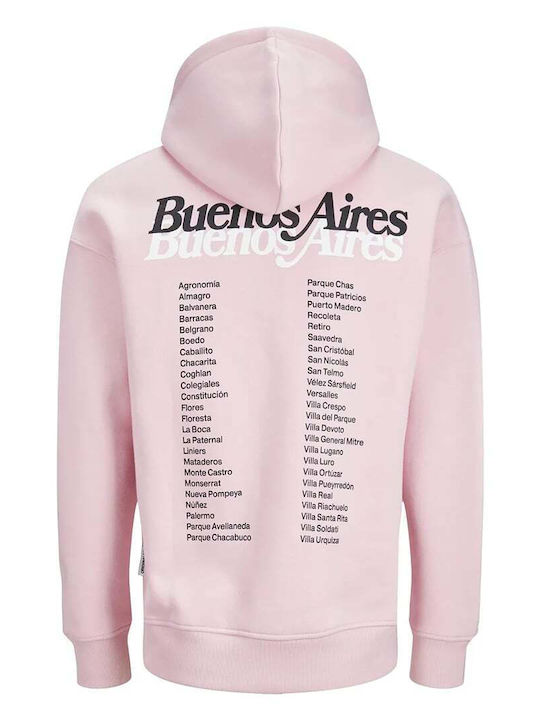 Jack & Jones Sweat Hanorac pentru bărbați cu glugă Pink Nectar