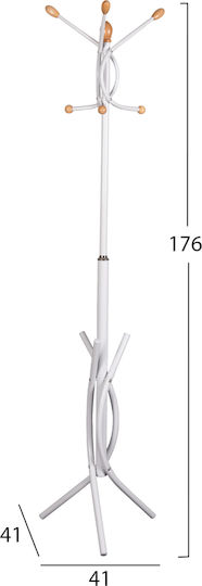 HomeMarkt Metallic Coat Rack White 41x41x176cm