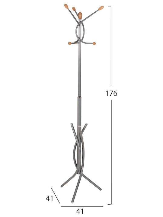 Freebox Καλόγερος Μεταλλικός Ασημί 41x41x176cm