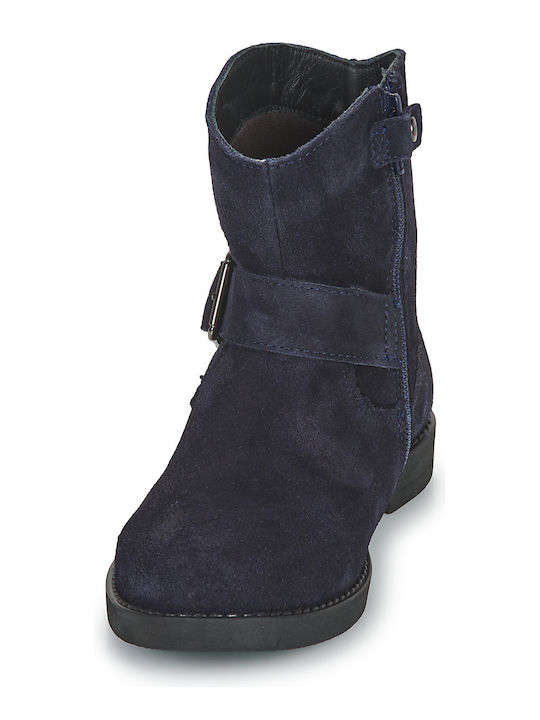 Leather Kids Boots Navy Blue