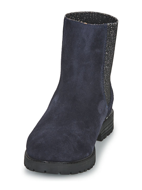 Leather Kids Boots Navy Blue