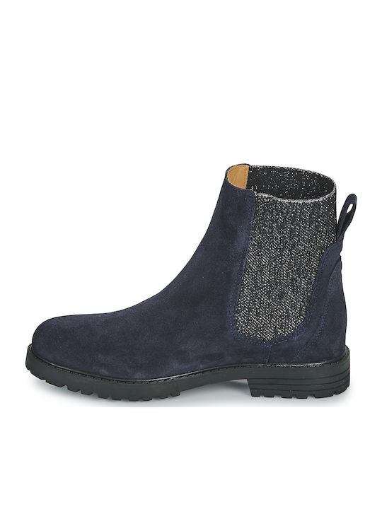 Leather Kids Boots Navy Blue