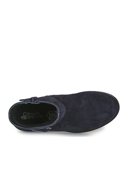 Leather Kids Boots Navy Blue