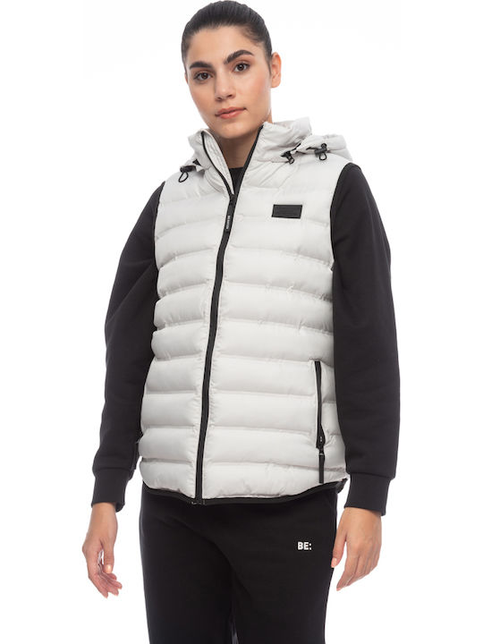 Women's Short Puffer Jacket for Winter Gray