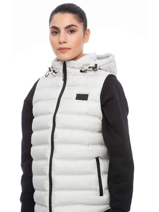 Women's Short Puffer Jacket for Winter Gray