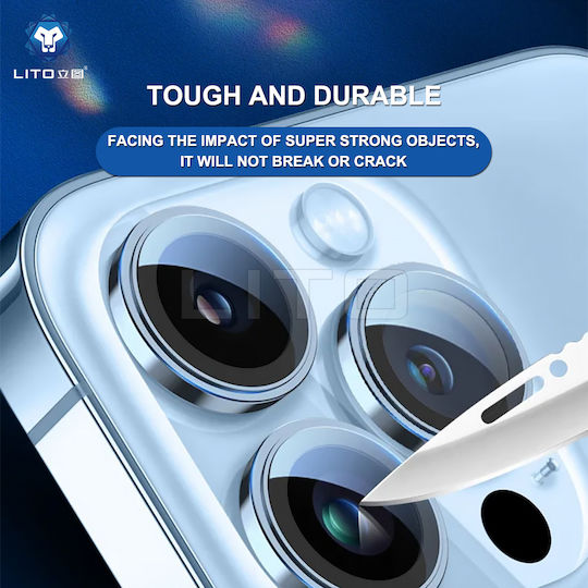 Lito S+ Προστασία Κάμερας Tempered Glass Μαύρο για το iPhone 15 Pro / 15 Pro Max