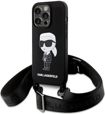 Karl Lagerfeld Silicone / Plastic Back Cover with Strap Black (iPhone 15 Pro Max)