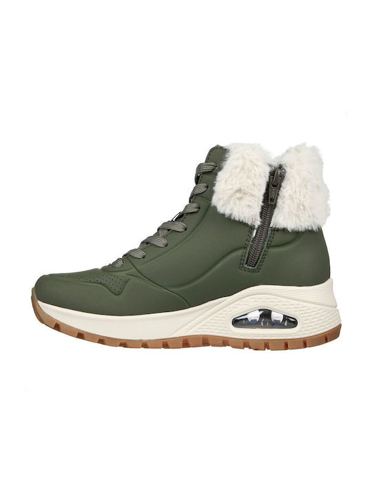 Skechers Winter Uno Rugged Γυναικεία Μποτάκια Χακί