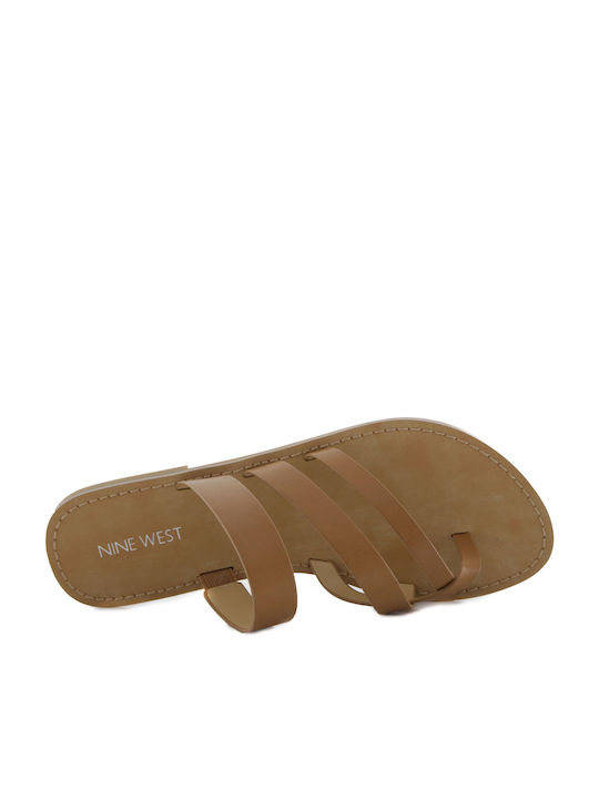 Nine West Leather Women's Flat Sandals in Brown Color