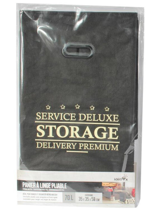 Wäschekorb Stoff Klappbar 70lt mit Deckel 35x35x58cm Schwarz