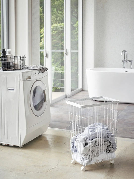 Yamazaki Laundry Basket Metallic 46.5x28x61cm White