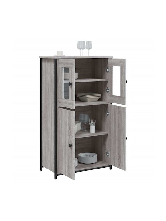 Wohnzimmer Vitrine aus Spanplatte mit Verglasung in Grau Sonoma 62x32x106.5cm