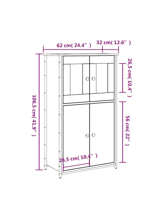 Wohnzimmer Vitrine aus Spanplatte mit Verglasung in Grau Sonoma 62x32x106.5cm
