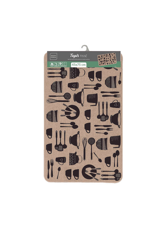 L-c Kitchen Ορθογώνιο Χαλάκι Κουζίνας με Αντιολισθητικό Υπόστρωμα Μπεζ 45x75εκ.