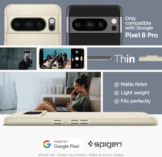 Spigen Thin Fit Back Cover Silicone / Plastic Beige (Google Pixel 8 Pro)