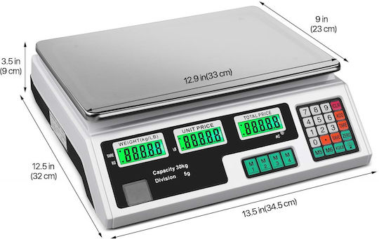 Digital Electronic Professional Scale with Weighing Capacity of 40kg and Division 5gr
