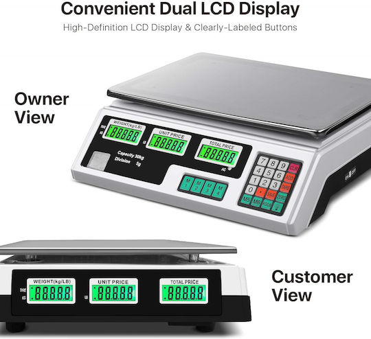 Digital Electronic Professional Scale with Weighing Capacity of 40kg and Division 5gr