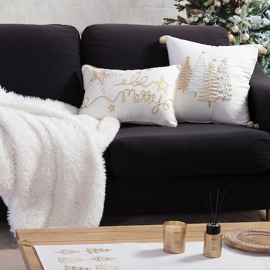 Nef-Nef Homeware Christmas Decorative Pillow Rectangular White 30x45cm