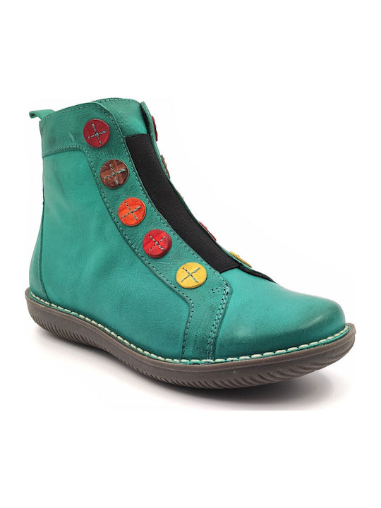 Leather Women's Chelsea Boots Turquoise