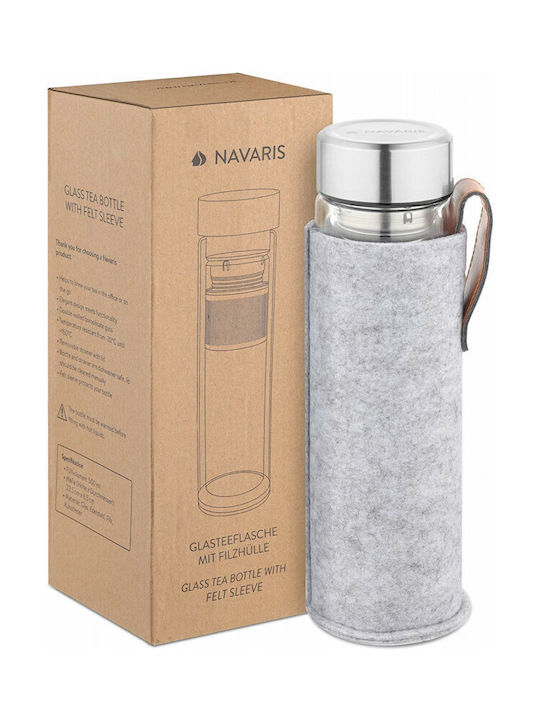 Navaris Bottle Glass with Screw Cap Transparent 500ml