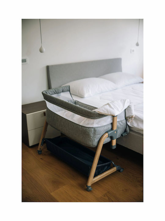 FreeOn Cradle with Mattress, Side Opening, and Wheels Gray