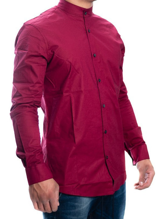 Long-sleeved Cotton Shirt Bordo