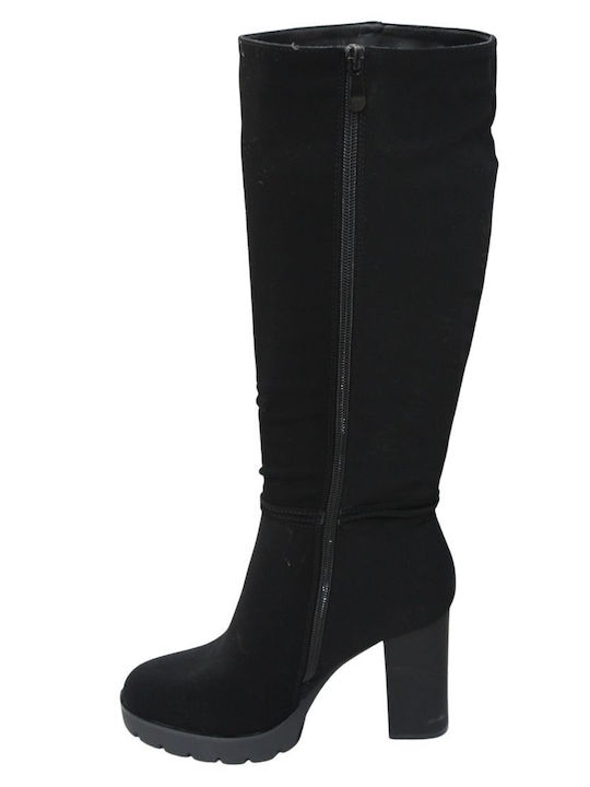 Plato Suede Women's Boots with Zipper Black